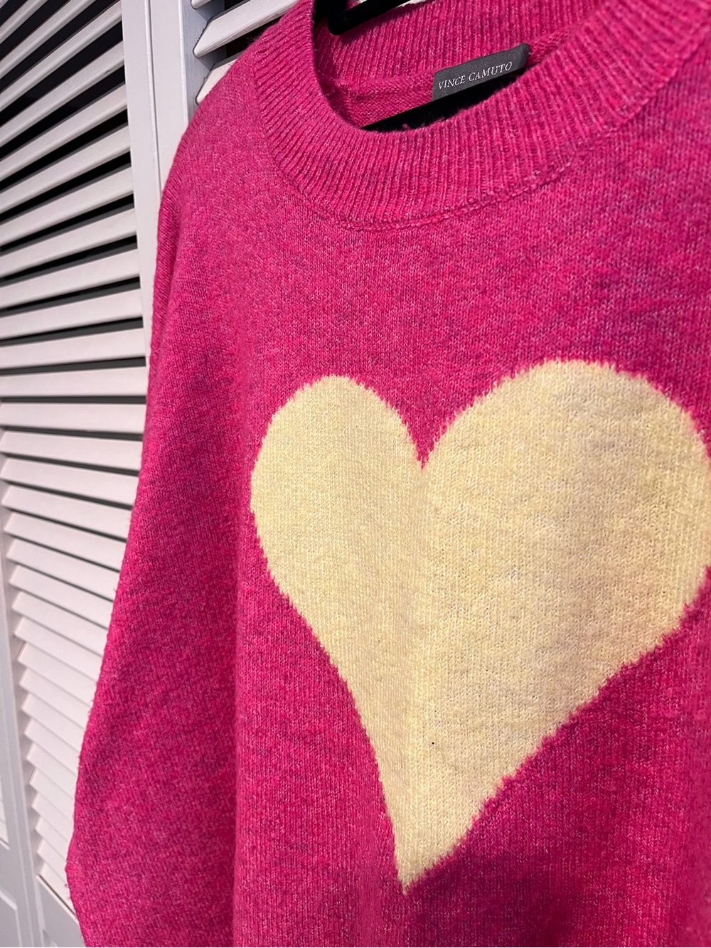 Vince Camuto Hot Pink Sweater with Cream Heart